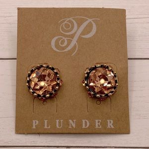 Plunder Rose and Gold Rhinestone Post Earrings